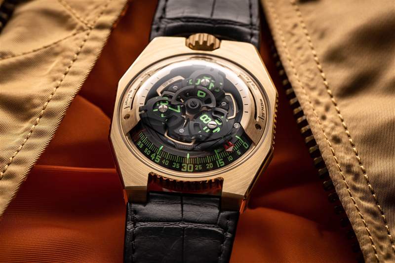瑞士小眾機械表Urwerk UR-100 黃金版-復刻表