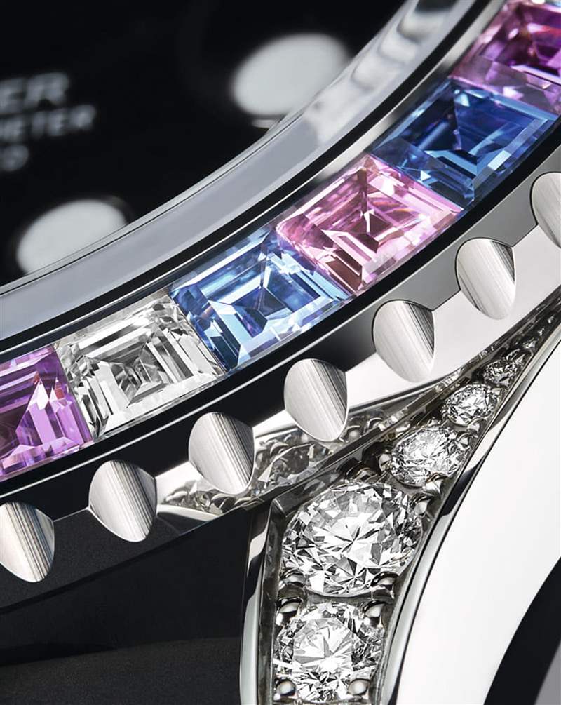 Rolex Yacht-Master彩虹圈手表表殼鑲上彩色寶石、鉆石低調奢華-復刻表