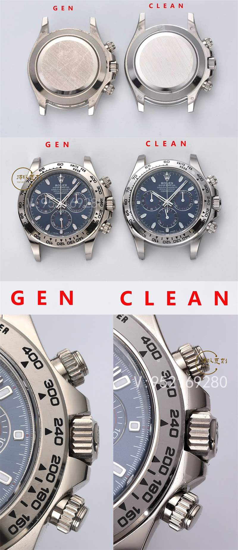 Clean廠116509白金藍鋼迪對比正品怎么樣,C廠藍貓迪真假對比評測-復刻表