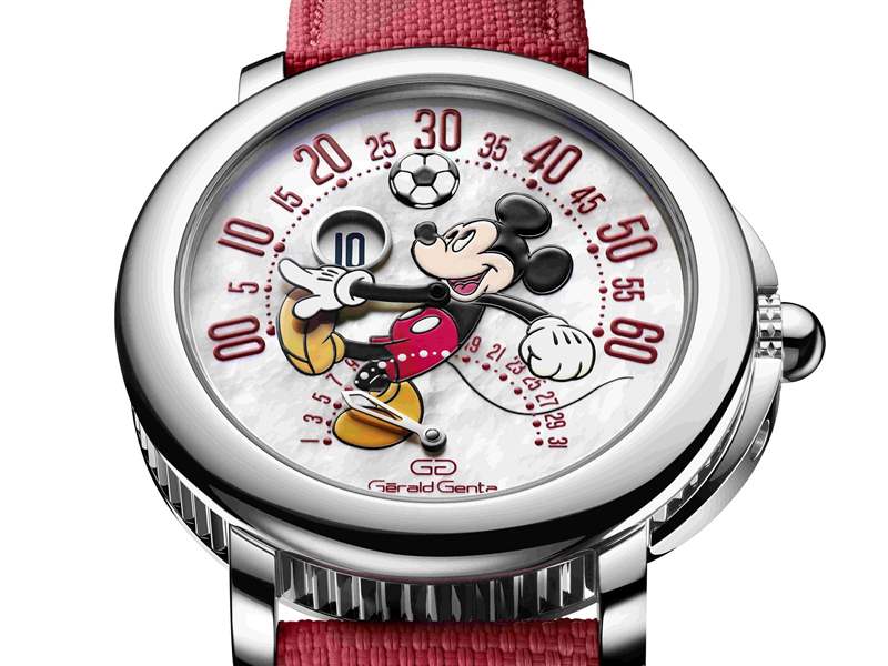 Gerald Genta推出Arena Bi-Retrograde Mickey Mouse數(shù)字跳時雙逆跳腕表：米老鼠踢足球-復(fù)刻表